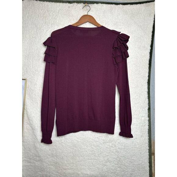 TED BAKER Yowsie Ruffle- Trimmed Sweater‎ Womens Sz 3 Preppy Officecore Business - Picture 2 of 10